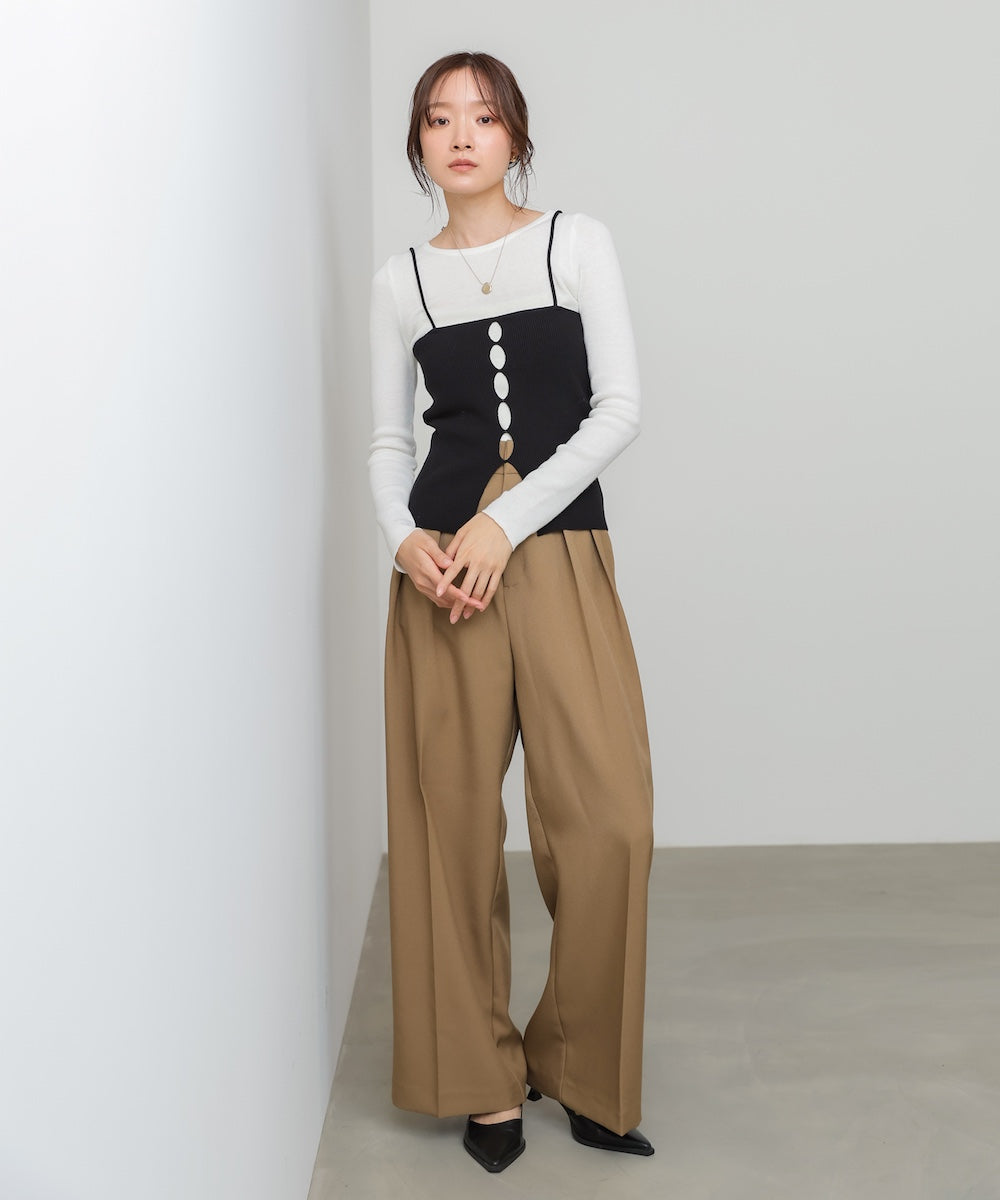 ティアードフリルニットカーデ＆2WAYビスチェアンサンブル