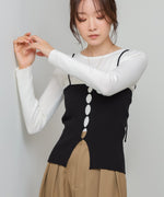 ティアードフリルニットカーデ＆2WAYビスチェアンサンブル