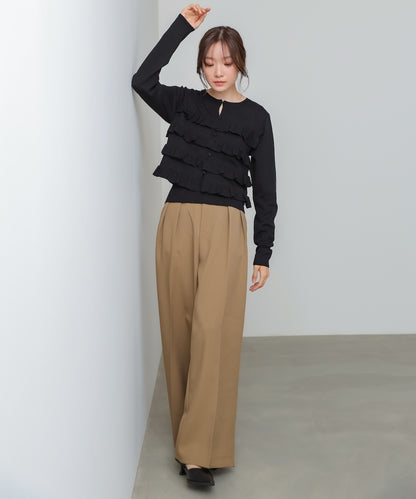 ティアードフリルニットカーデ＆2WAYビスチェアンサンブル