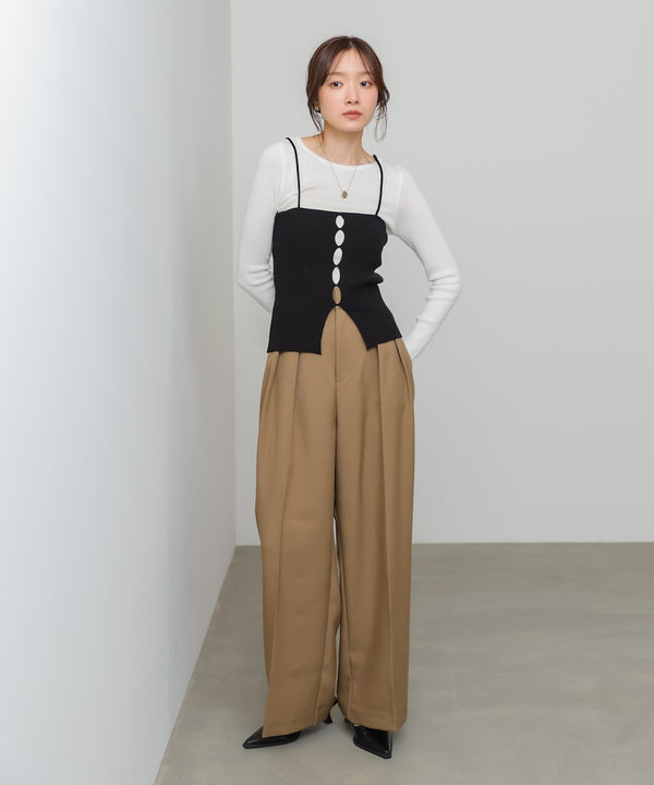 ティアードフリルニットカーデ＆2WAYビスチェアンサンブル