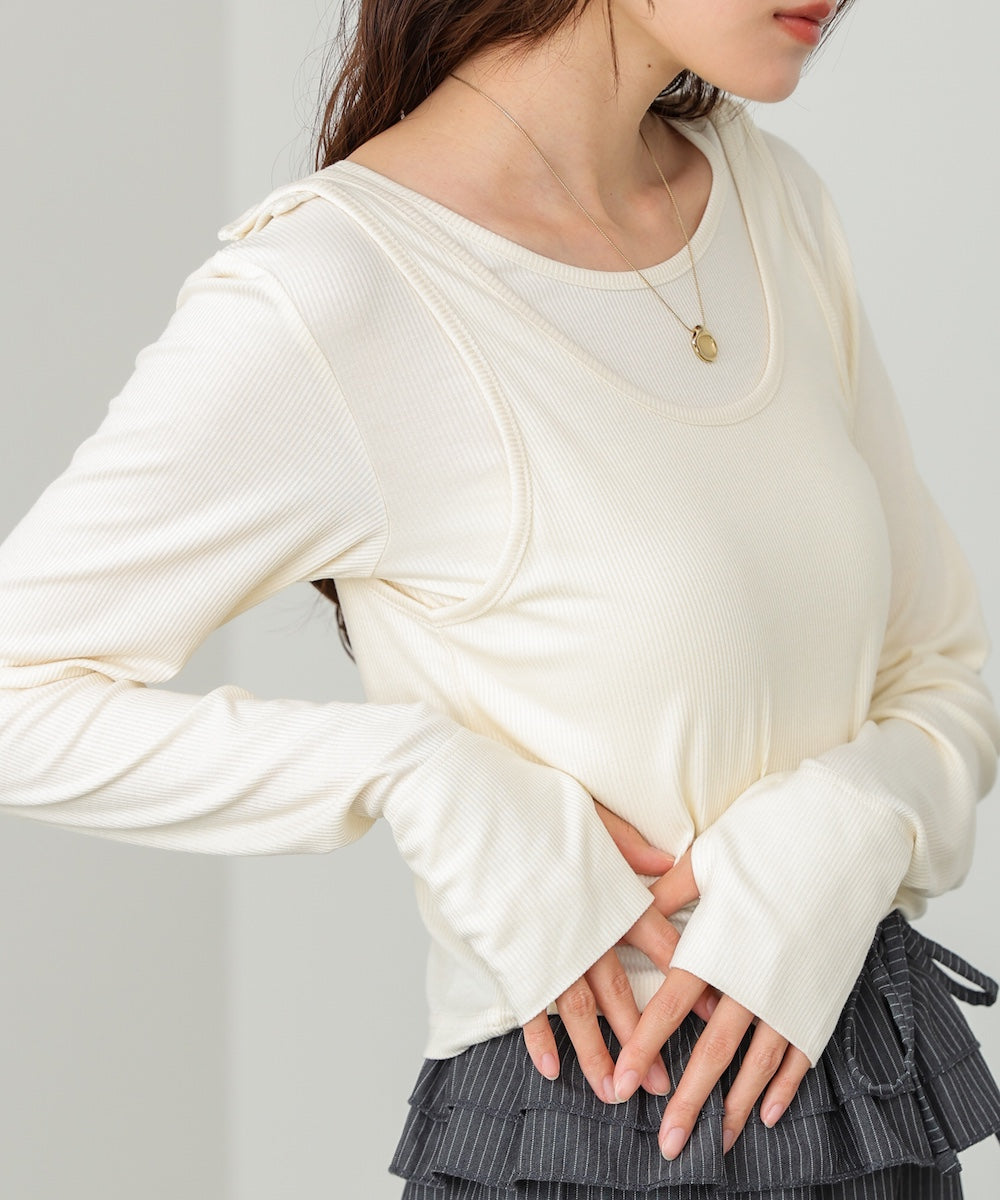 パイピングリブトップス＆タンクSET