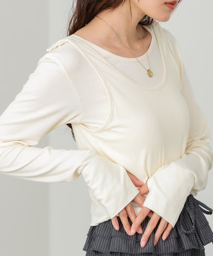 パイピングリブトップス＆タンクSET