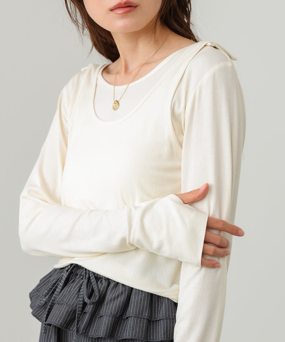 パイピングリブトップス＆タンクSET