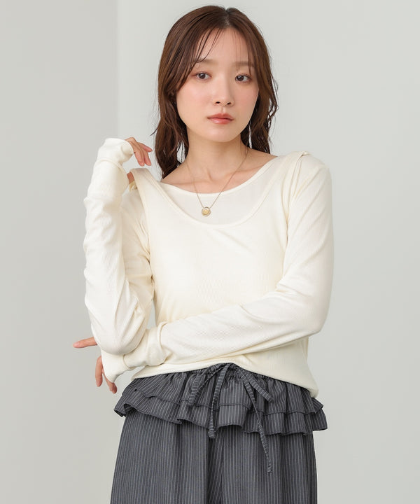 パイピングリブトップス＆タンクSET