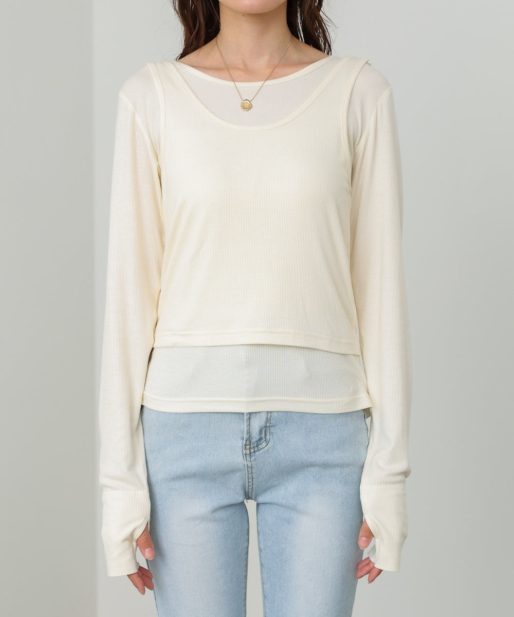 パイピングリブトップス＆タンクSET