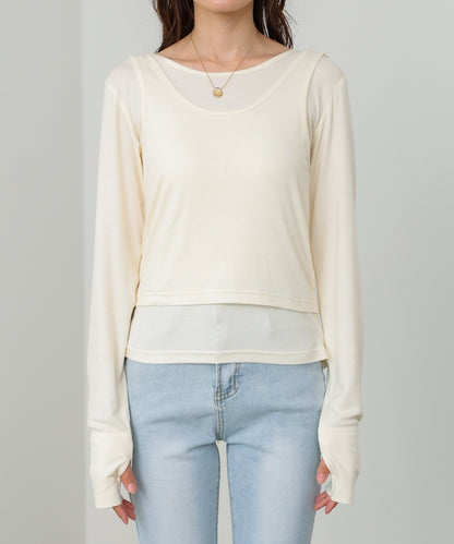 パイピングリブトップス＆タンクSET