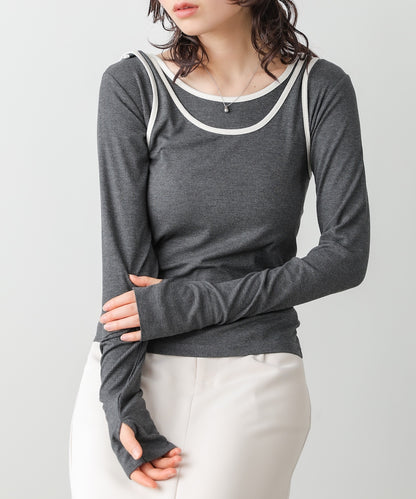 パイピングリブトップス＆タンクSET