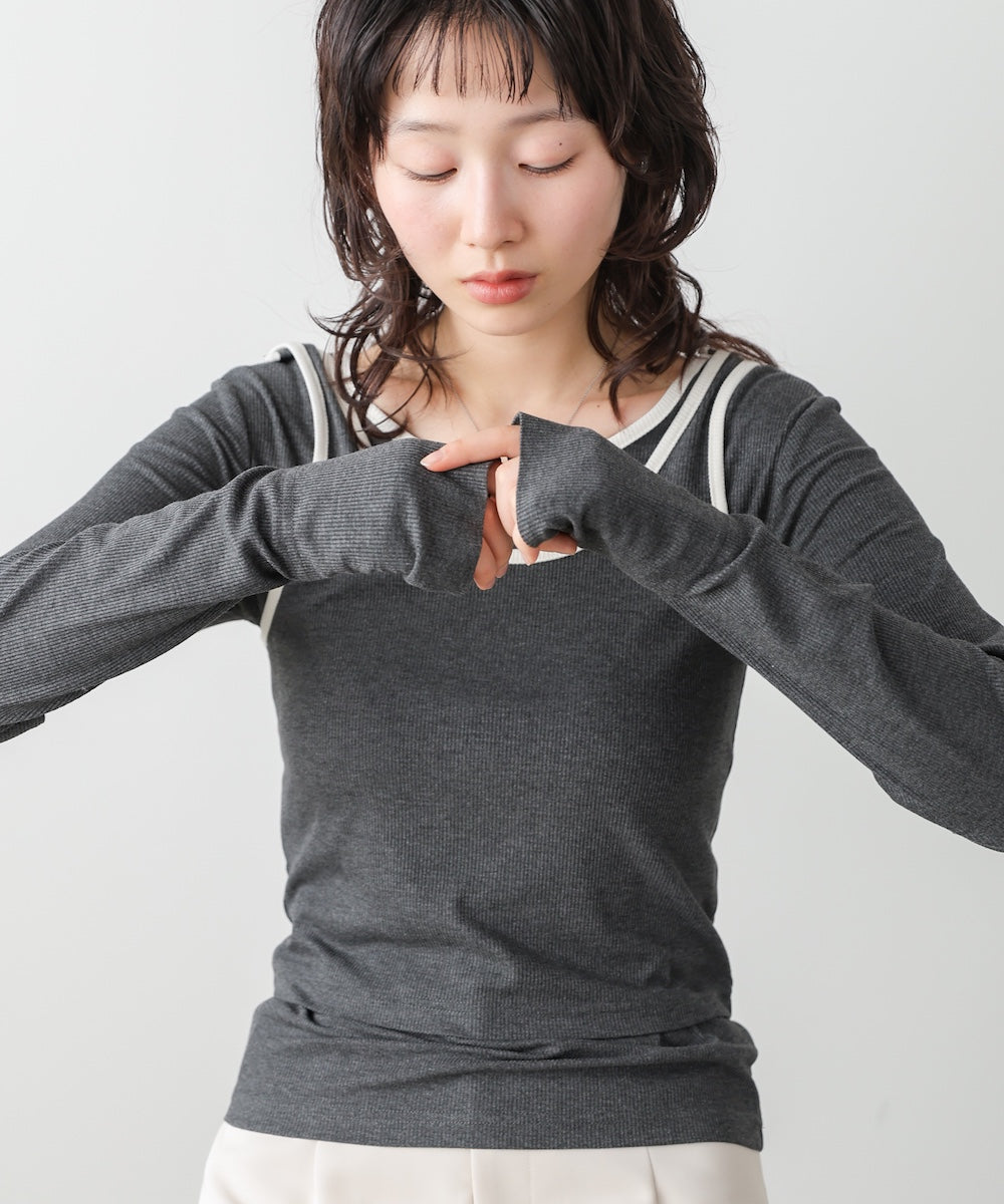 パイピングリブトップス＆タンクSET