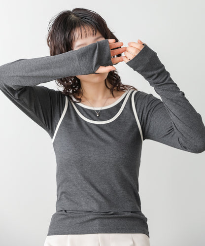 パイピングリブトップス＆タンクSET