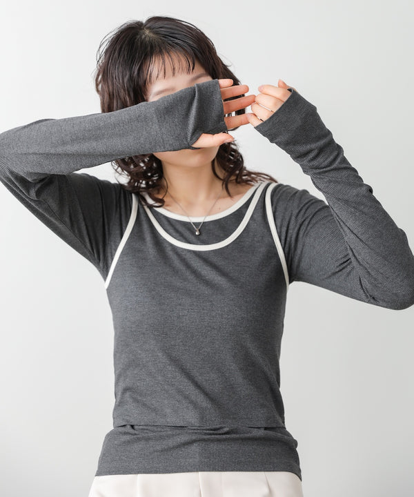 パイピングリブトップス＆タンクSET