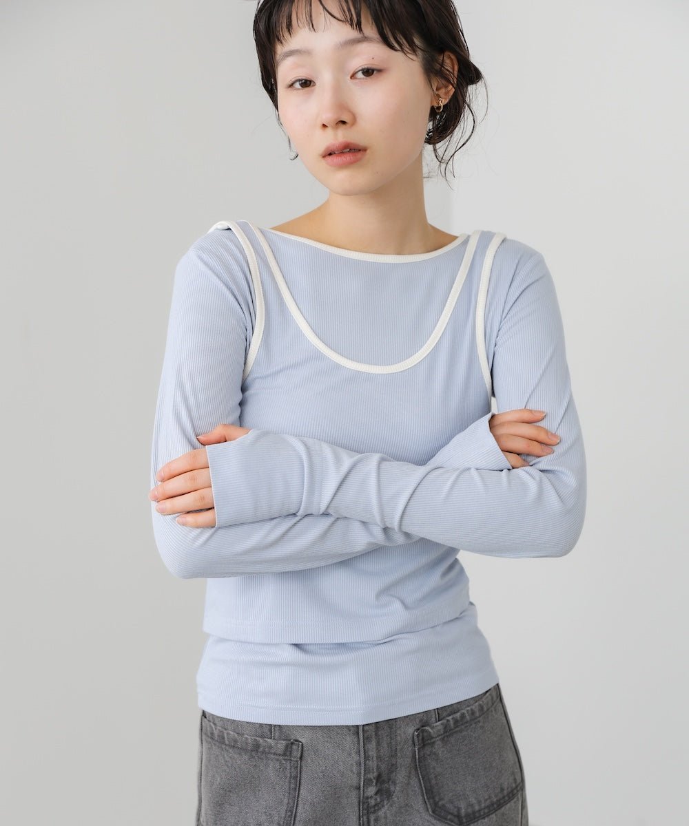 パイピングリブトップス＆タンクSET