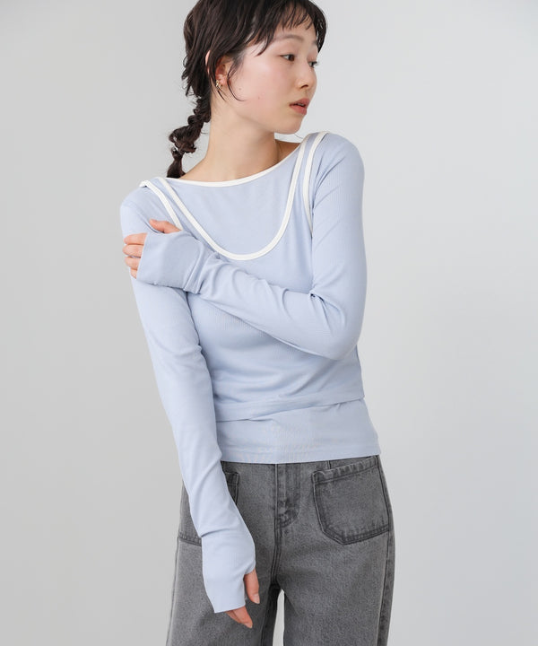 パイピングリブトップス＆タンクSET