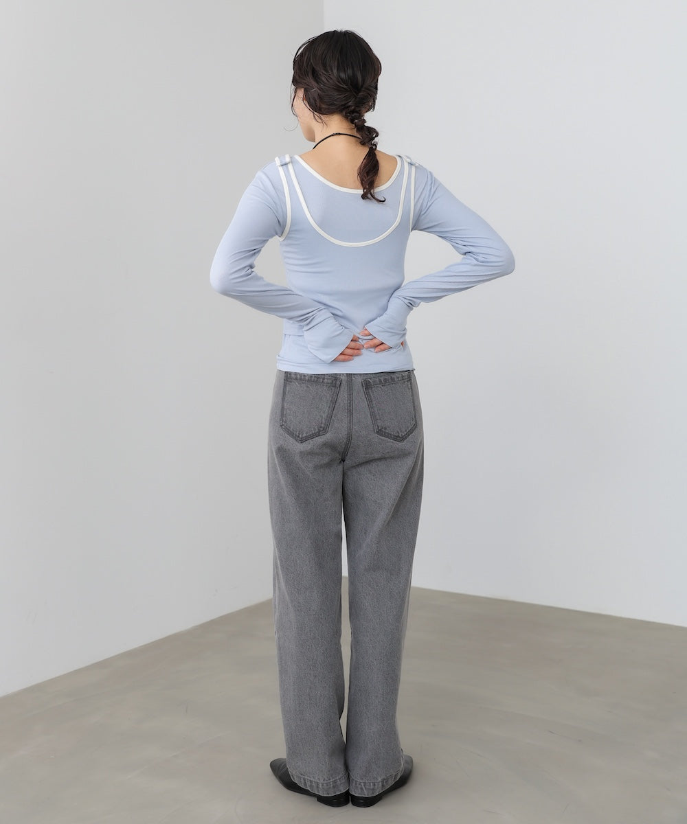 パイピングリブトップス＆タンクSET