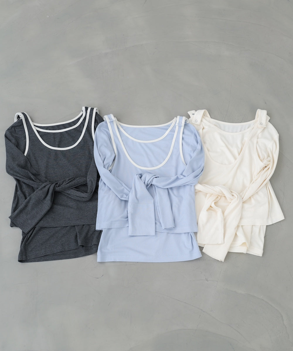 パイピングリブトップス＆タンクSET