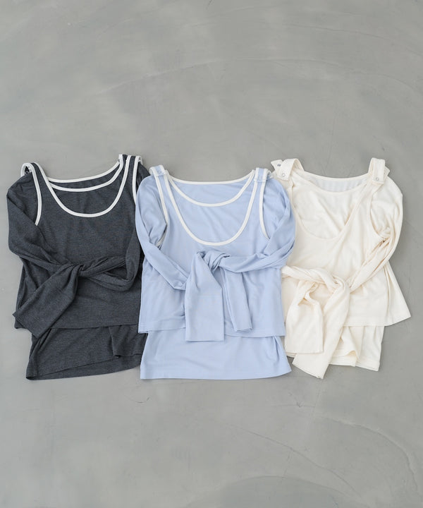 パイピングリブトップス＆タンクSET