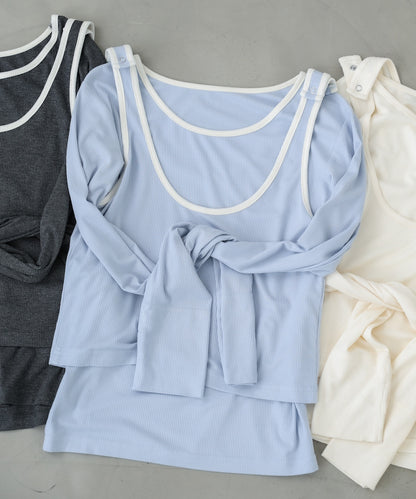 パイピングリブトップス＆タンクSET