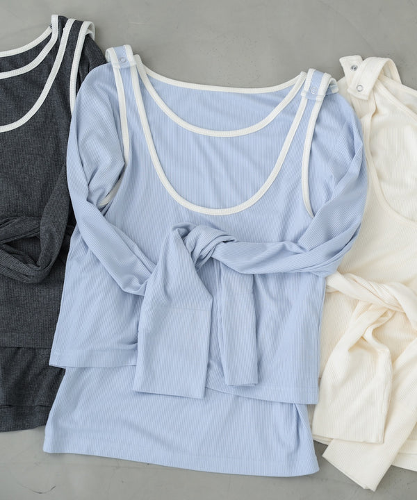パイピングリブトップス＆タンクSET