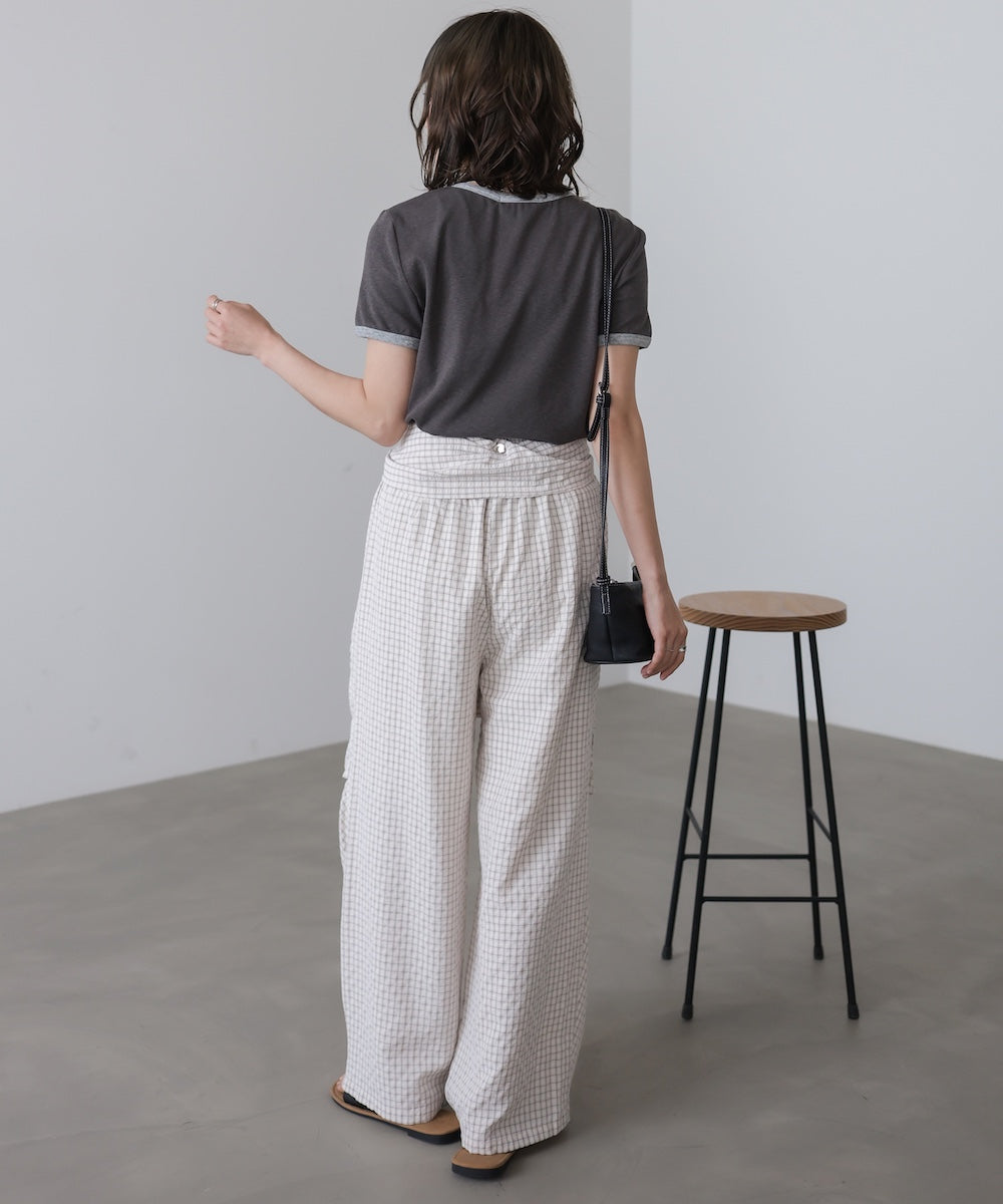 ウエスト巻きサイドタックパンツ