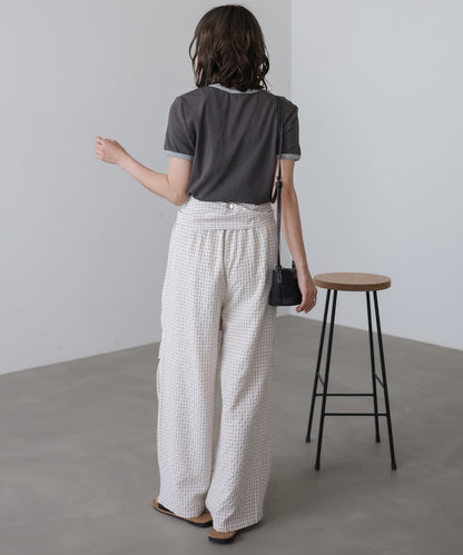 ウエスト巻きサイドタックパンツ