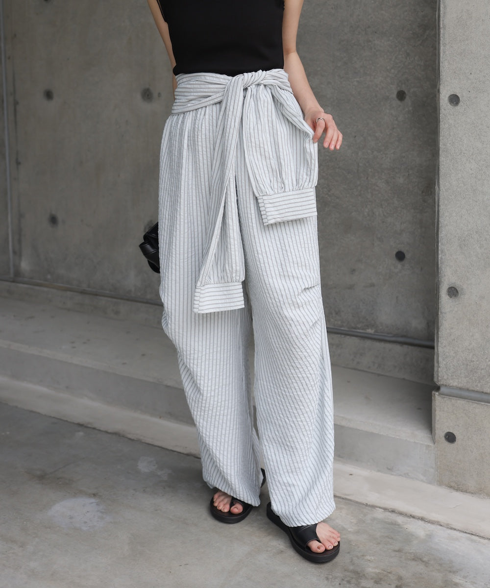 ウエスト巻きサイドタックパンツ