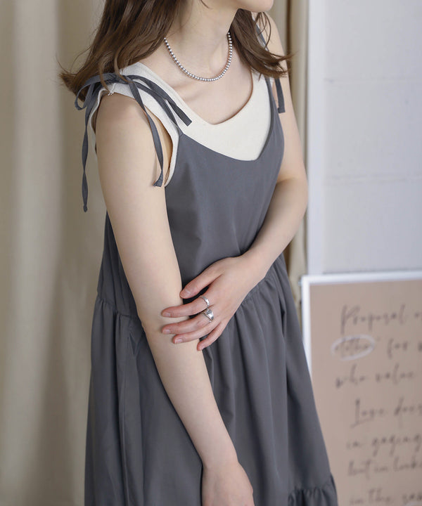 RIBBON STRAP TEARED ONEPIECE
