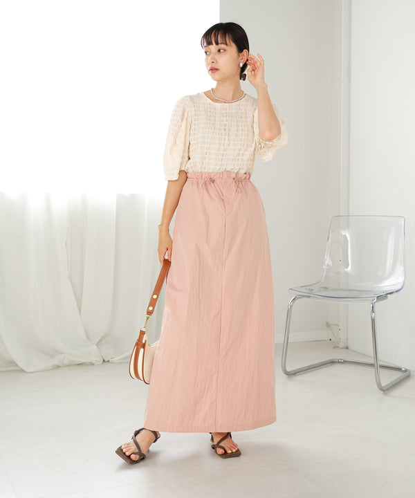 WAIST DRAWSTRING I-LINE SKIRT