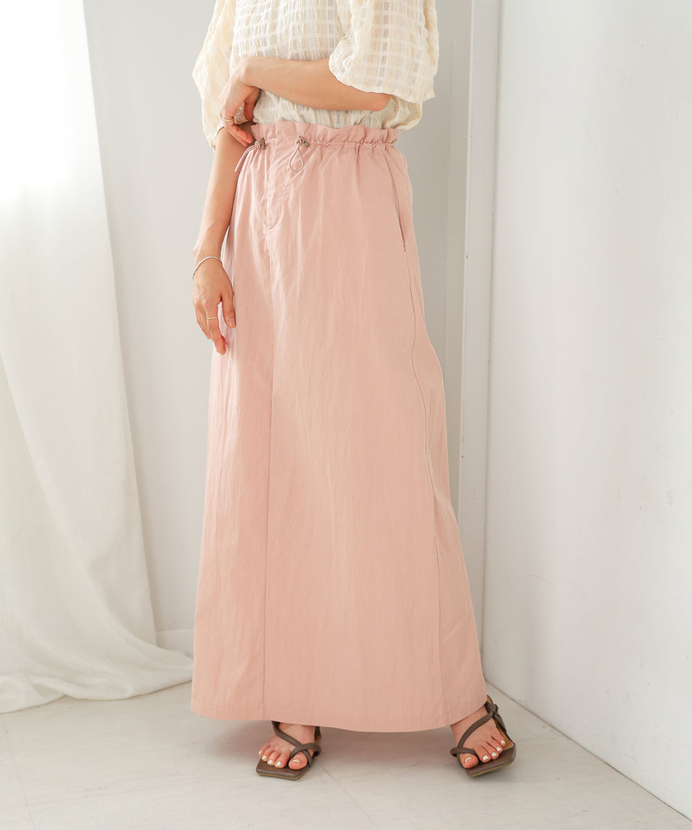 WAIST DRAWSTRING I-LINE SKIRT