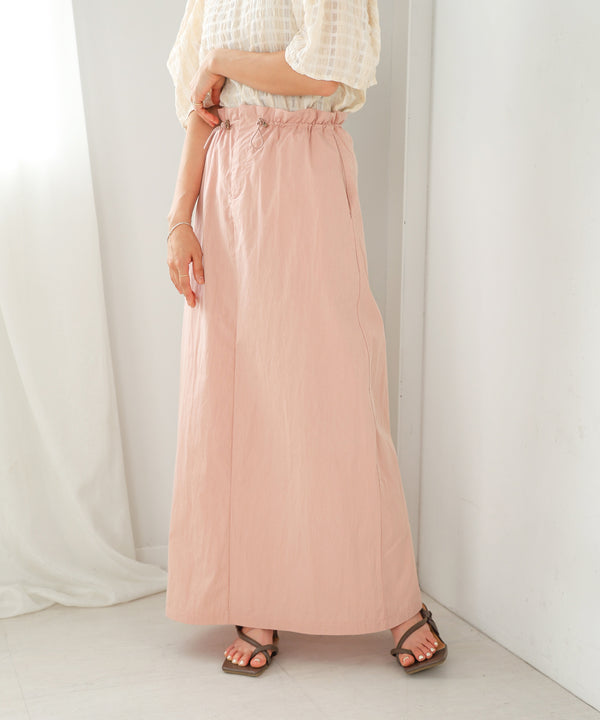 WAIST DRAWSTRING I-LINE SKIRT