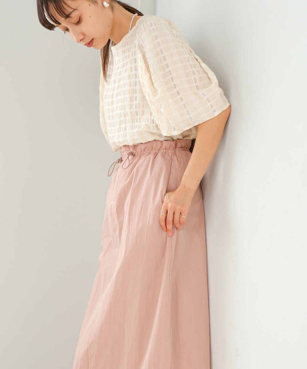 WAIST DRAWSTRING I-LINE SKIRT