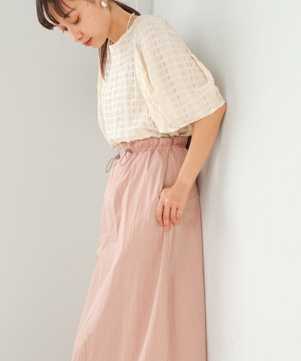 WAIST DRAWSTRING I-LINE SKIRT