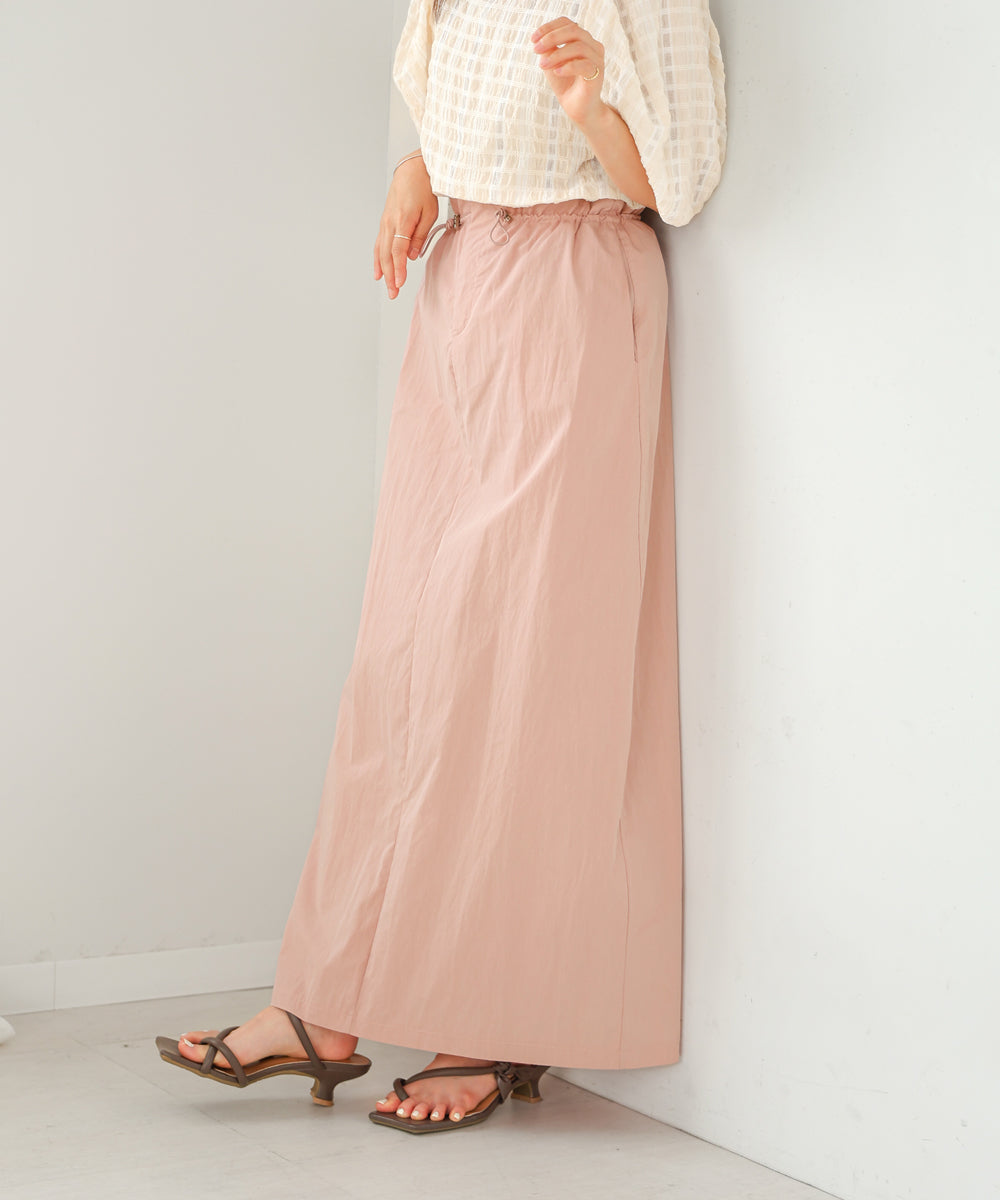 WAIST DRAWSTRING I-LINE SKIRT