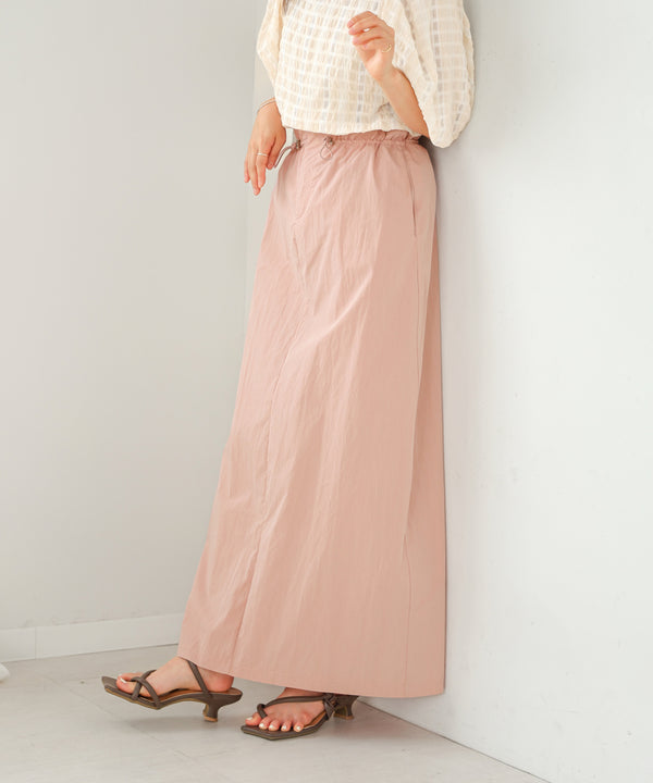 WAIST DRAWSTRING I-LINE SKIRT