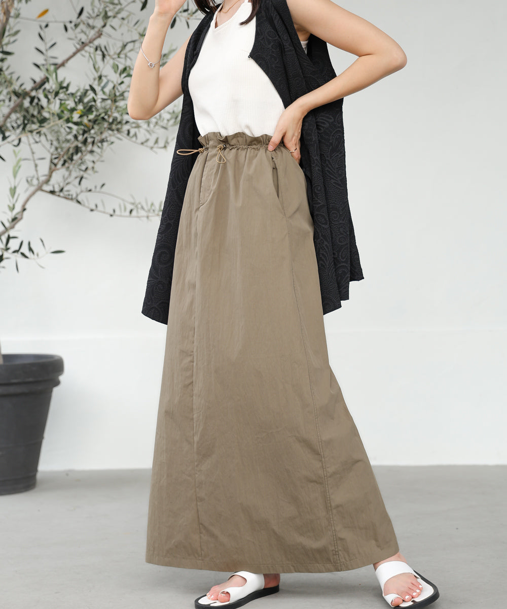 WAIST DRAWSTRING I-LINE SKIRT