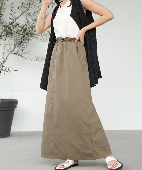 WAIST DRAWSTRING I-LINE SKIRT