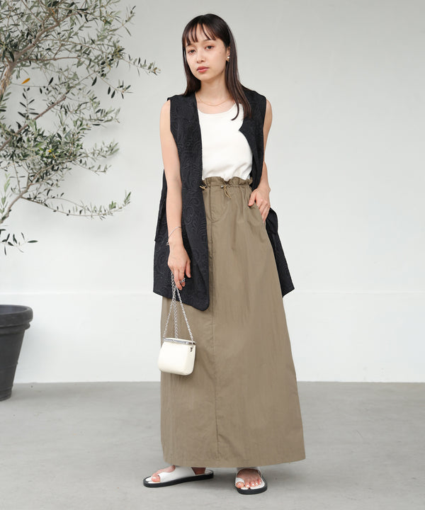WAIST DRAWSTRING I-LINE SKIRT