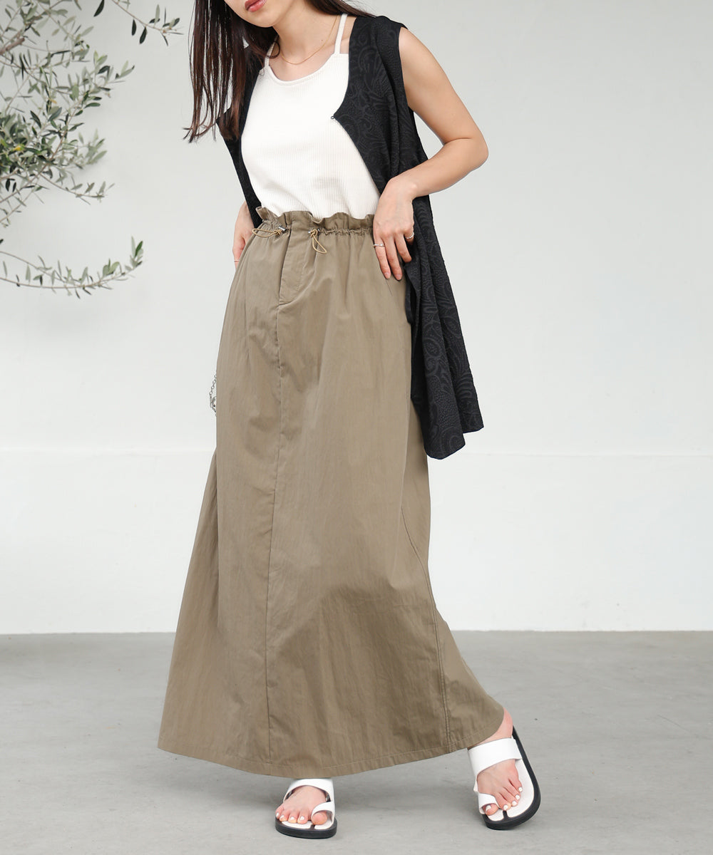WAIST DRAWSTRING I-LINE SKIRT