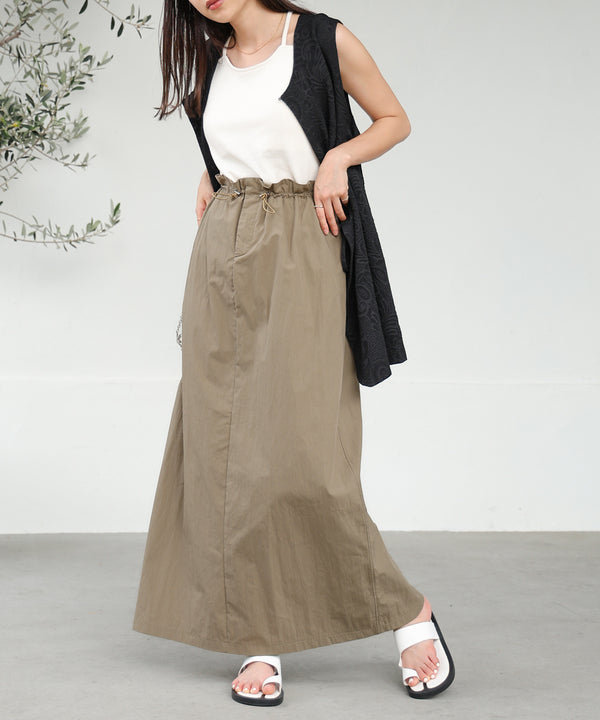 WAIST DRAWSTRING I-LINE SKIRT