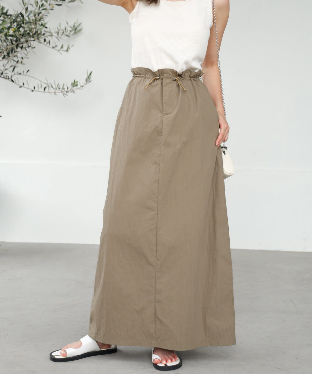 WAIST DRAWSTRING I-LINE SKIRT