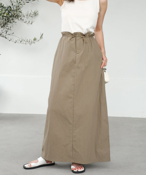 WAIST DRAWSTRING I-LINE SKIRT