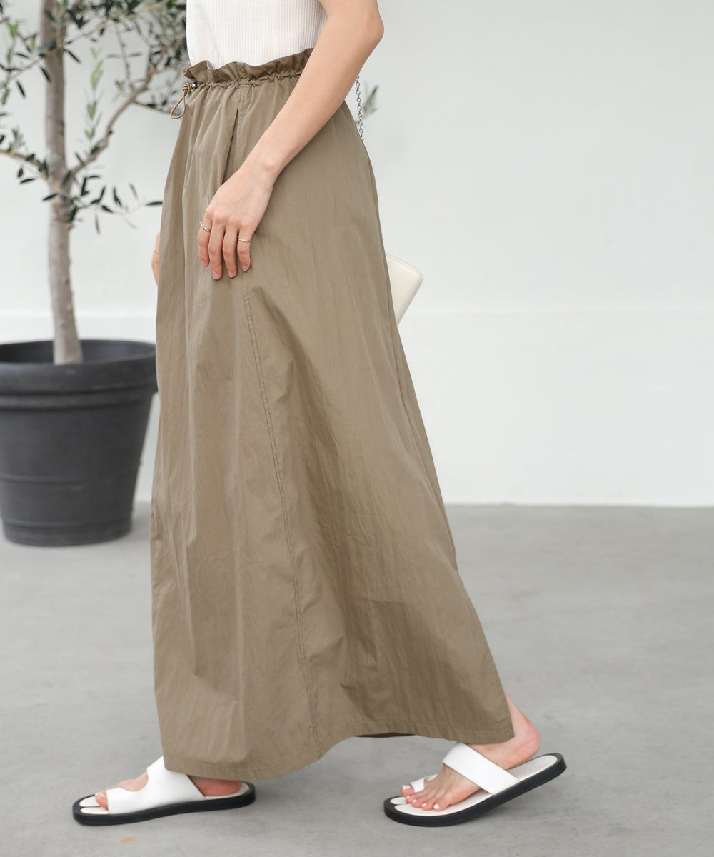 WAIST DRAWSTRING I-LINE SKIRT
