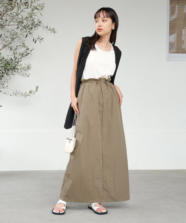 WAIST DRAWSTRING I-LINE SKIRT