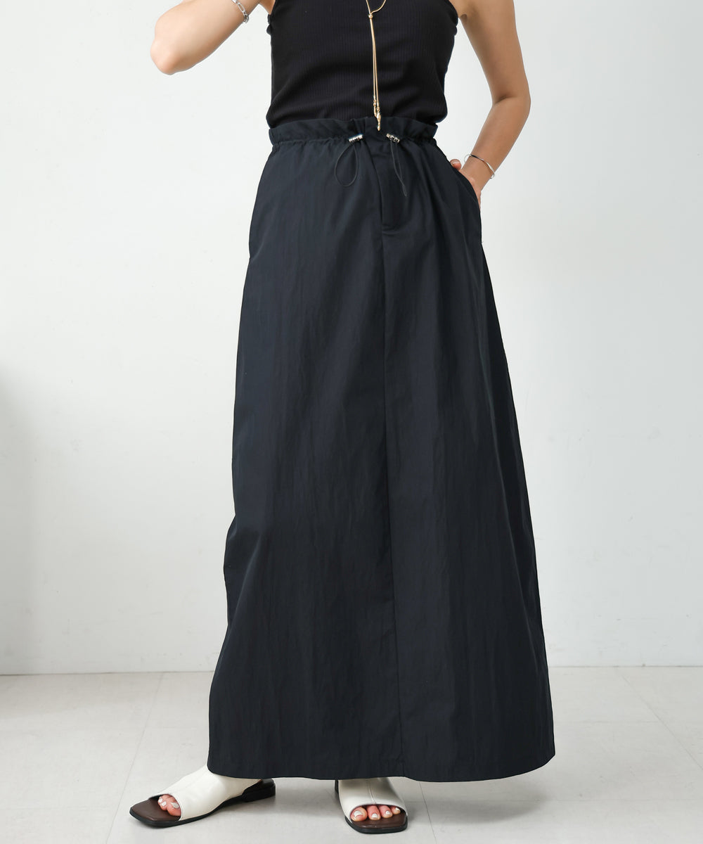 WAIST DRAWSTRING I-LINE SKIRT