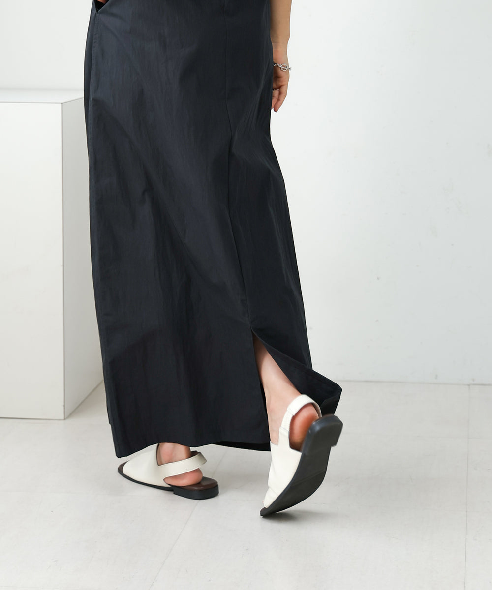 WAIST DRAWSTRING I-LINE SKIRT