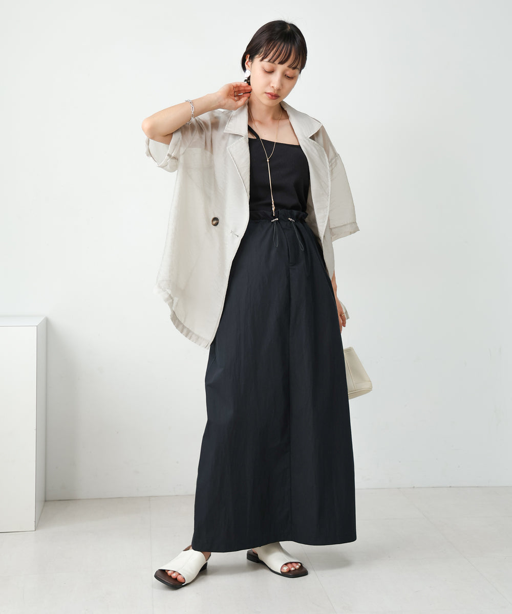 WAIST DRAWSTRING I-LINE SKIRT