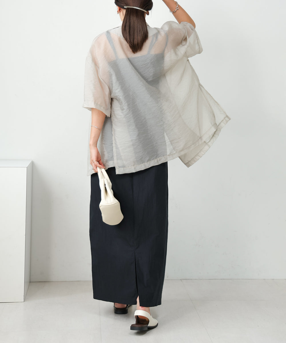 WAIST DRAWSTRING I-LINE SKIRT