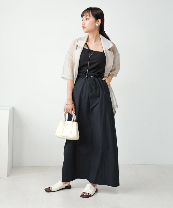 WAIST DRAWSTRING I-LINE SKIRT