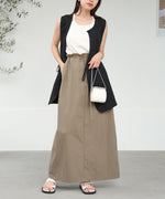 WAIST DRAWSTRING I-LINE SKIRT