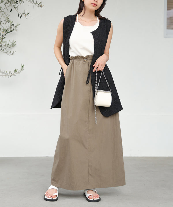 WAIST DRAWSTRING I-LINE SKIRT