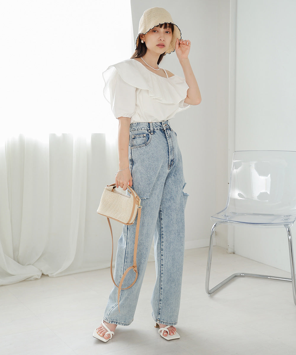 ASYMMETRICAL OFF SHOULDER BLOUSE