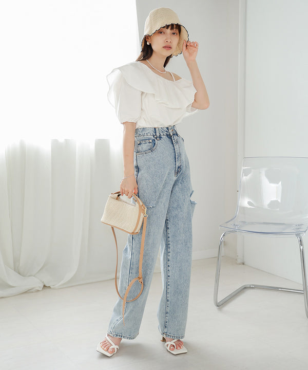 ASYMMETRICAL OFF SHOULDER BLOUSE